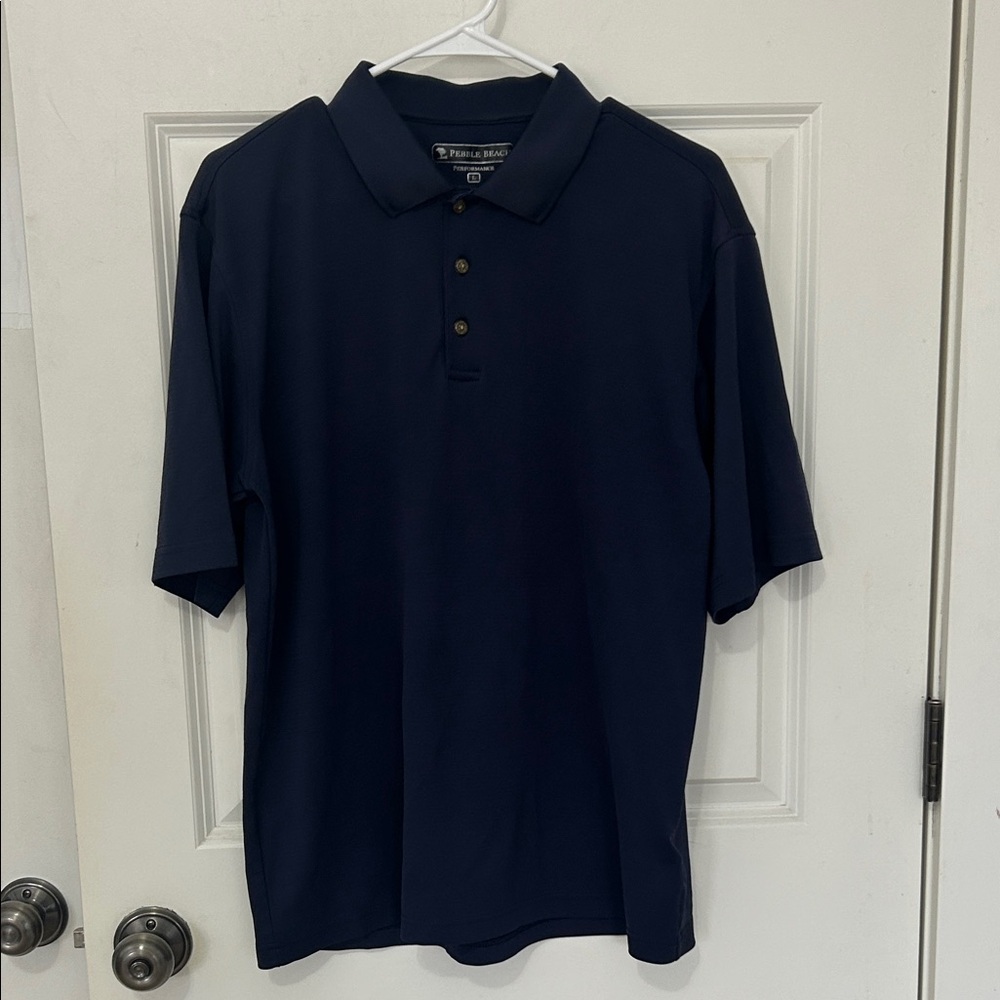 Pebble Beach Performance Men's Navy Polo Shirt size, large blue polyester